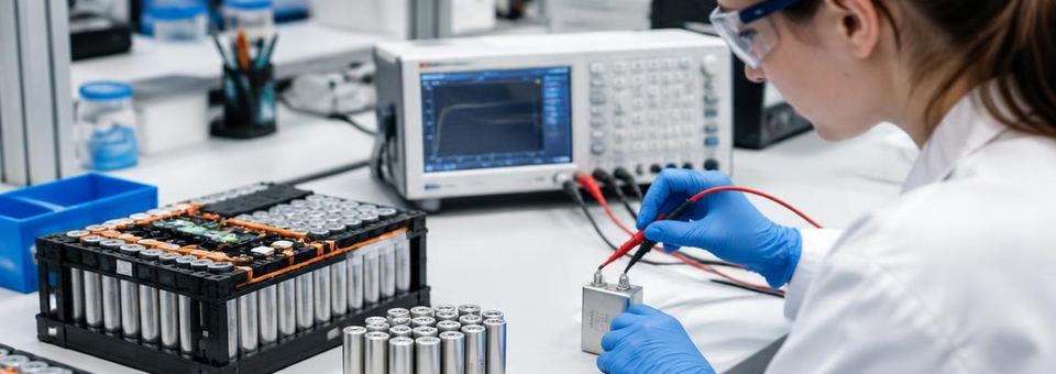 Batteriezellen werden im Labor vermessen