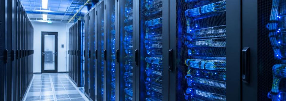 Serverschränke in einem modernen Rechenzentrum