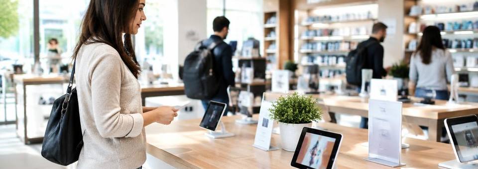 Moderner Einzelhandel mit digitalen Anzeigen