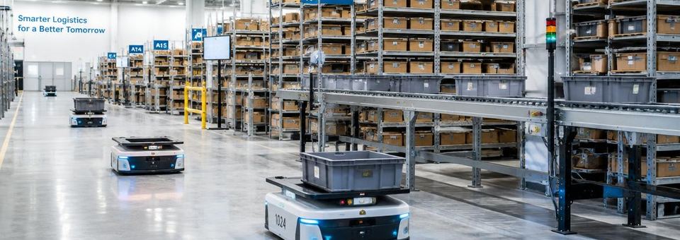 Automatisiertes Lager mit Transportrobotern